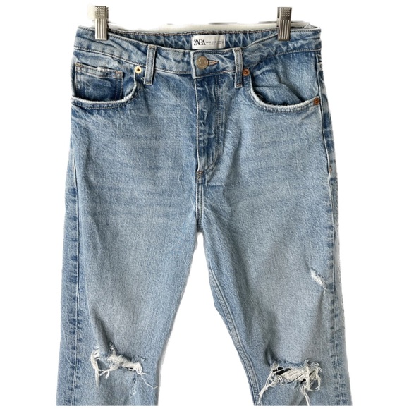 FLATTERING ZARA SIZE 6 high waisted blue jeans - Picture 3 of 4